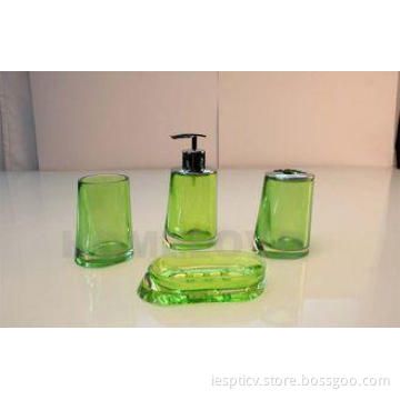 Acrylic 4pcs Transparent Green Plastic Bathroom Sets Eco fr